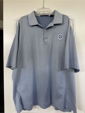OLD NORTH STATE CLUB Men's Light Blue Pinstripe Polo Shirt with Chest Emblem